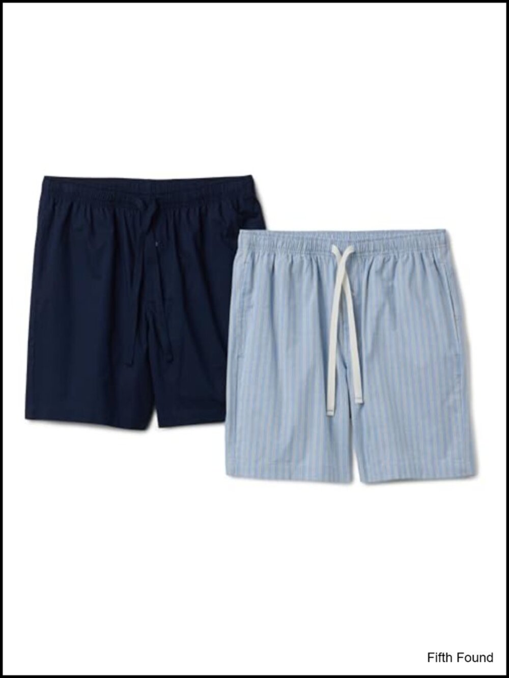 Men's Cotton Poplin Pajama Shorts with Drawstring Elastic Waistband 2 Pack